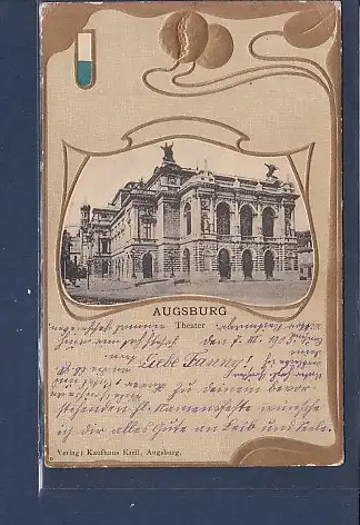 [Ansichtskarte] Prägekarte AK Augsburg Theater 1903. 