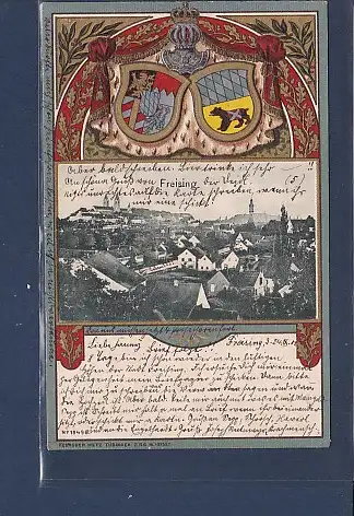 [Ansichtskarte] Wappenpräge AK Freising 1901. 