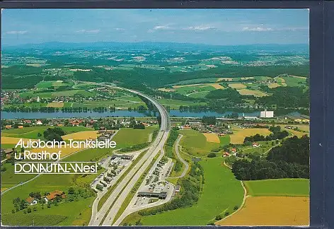 [Ansichtskarte] AK Autobahn Tankstelle u. Rasthof Donautal West Luftbild 1990. 
