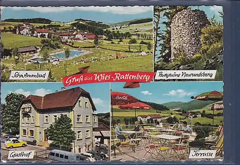 [Ansichtskarte] AK Gruß aus Wies Rattenberg 4.Ansichten Schwimmbad - Gasthof - Terrasse 1963. 