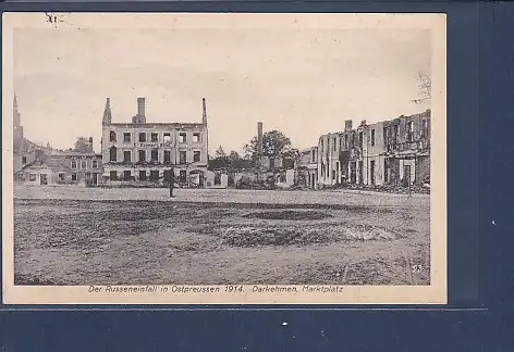 [Ansichtskarte] AK Der Russeneinfall in Ostpreußen 1914 Darkehmen Marktplatz 1916. 