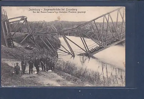 [Ansichtskarte] AK Insterburg Angerappbrücke bei Luxenberg Vor der Russen Invasion von deutschen Pionieren gesprengt 1925. 