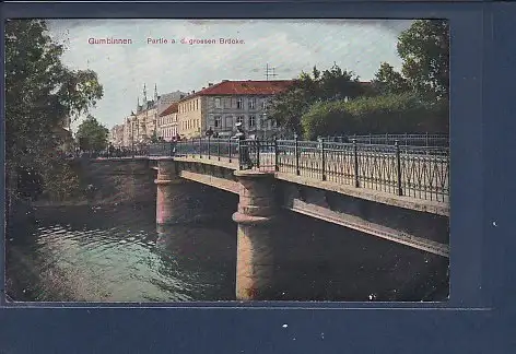 [Ansichtskarte] AK Gumbinnen Partie a.d. grossen Brücke 1913. 