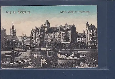[Ansichtskarte] AK Gruß aus Königsberg Königl. Schloß mit Teichanlagen 1919. 