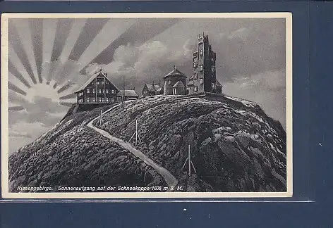 [Ansichtskarte] AK Riesengebirge Sonnenaufgang auf der Schneekoppe 1934. 