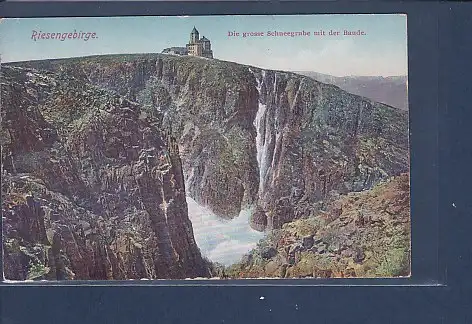 [Ansichtskarte] AK Riesengebirge Die grosse Schneegrube mit der Baude 1923. 