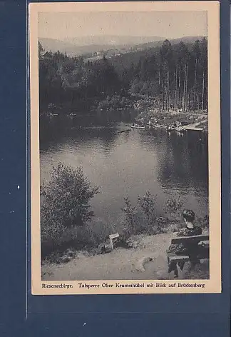 [Ansichtskarte] AK Riesengebirge Talsperre Ober Krummhübel mit Blick auf Brückenberg 1930. 