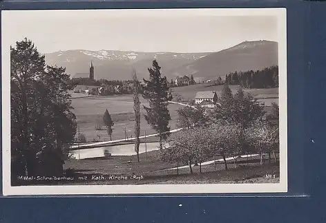[Ansichtskarte] AK Mittel Schreiberhau mit Kath. Kirche i. Rsgb. 1940. 