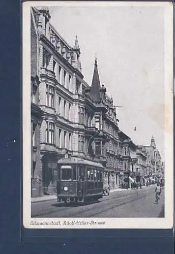 [Ansichtskarte] AK Litzmannstadt Adolf Hitler Strasse ( Strassenbahn) 1930. 