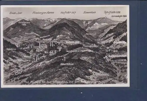 [Ansichtskarte] AK Bad Flinsberg mit Bad Schwarzbach und dem Isergebirgskamm 1940. 