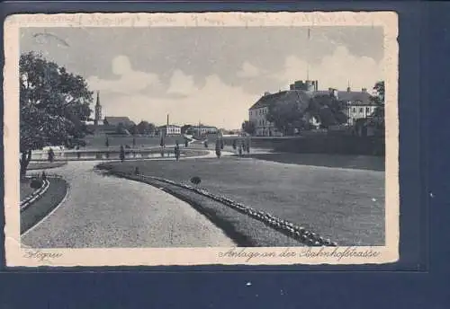 [Ansichtskarte] AK Glogau Anlage an der Bahnhofstrasse 1931. 