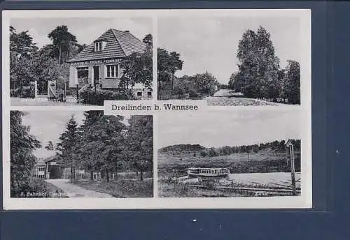 [Ansichtskarte] AK Dreilinden b. Wannsee 4.Ansichten David Klemenz Feinkost - S Bahnhof Dreilinden - Kanal - Stolper Weg 1952. 