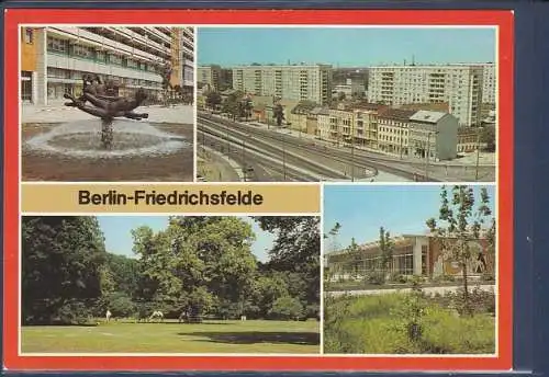 [Ansichtskarte] AK Berlin Friedrichsfelde 4.Ansichten Brunnen in der Erich Kurz Straße - Kreuzung Straße der Befreiung/Rhinstraße 1988. 