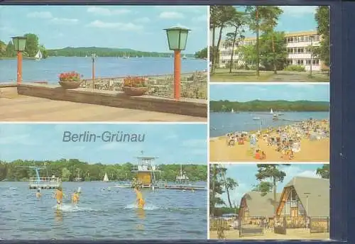 [Ansichtskarte] AK Berlin Grünau 5.Ansichten Regattagelände - Strandbad - Neubau der Bernard Koenen Oberschule 1985. 