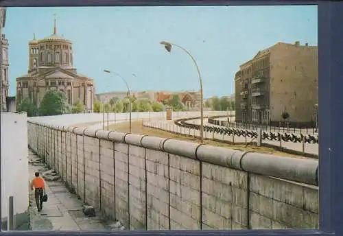 [Ansichtskarte] AK Berlin Kreuzberg Mauer an Bethaniendamm mit St. Thomaskirche 1980. 