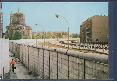 [Ansichtskarte] AK Berlin Kreuzberg Mauer an Bethaniendamm mit St. Thomaskirche 1980. 