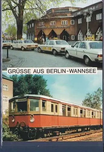 [Ansichtskarte] AK Grüsse aus Berlin Wannsee 2.Ansichten Taxis - S-Bahn. 