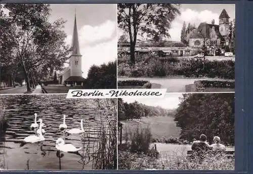 [Ansichtskarte] AK Berlin Nikolassee 4.Ansichten Kirche - Bahnhof - Am Schlachtensee - Rehwiese 1975. 