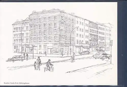 [Ansichtskarte] AK Baruther Straße / Ecke Mehringdamm Originalzeichnung Bernhard Friebel 1985. 