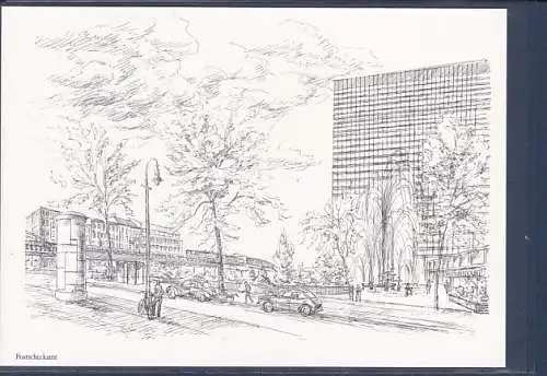 [Ansichtskarte] AK Postscheckamt Berlin Originalzeichnung Bernhard Friebel 1985. 