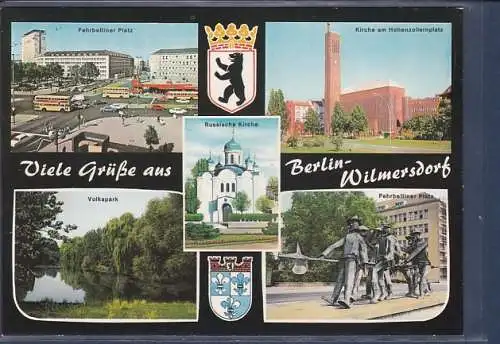 [Ansichtskarte] AK Viele Grüße aus Berlin Wilmersdorf 5.Ansichten Fehrbelliner Platz - Kirche am Hohenzollernplatz 1980. 