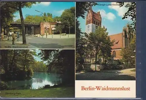 [Ansichtskarte] AK Berlin Waidmannslust 3.Ansichten S-Bhf. Waidmannslust - Königin Luise Kirche - Steinberg Park 1970. 