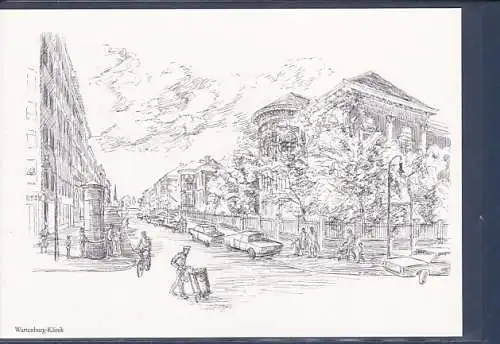 [Ansichtskarte] AK Wartenburg Klinik Berlin Kreuzberg Originalzeichnung Bernhard Friebel 1985. 