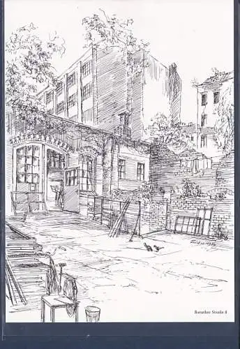 [Ansichtskarte] AK Baruther Straße 8 Aus der Serie Kreuzberger Höfe Tischlerei G. u. J. Riehl Originalzeichnung Bernhard Friebel 1985. 
