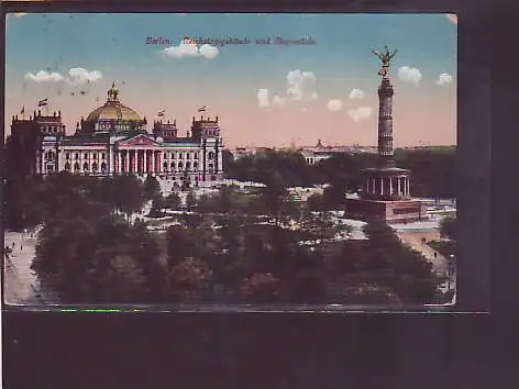 AK Berlin Reichstagsgebäude und Siegessäule 1913