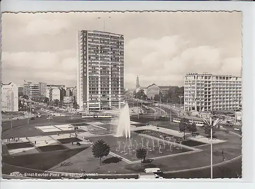 AK Berlin, Ernst Reuter Platz mit Springbrunnen 1965