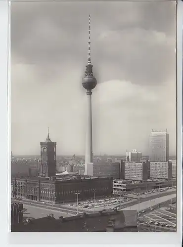 AK Berlin Blick zum Rathaus,Fernseh und UKW-Turm 1972