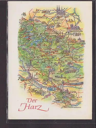 AK Landkarte Der Harz 1978