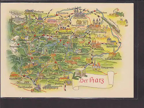 AK Landkarte Der Harz 1961