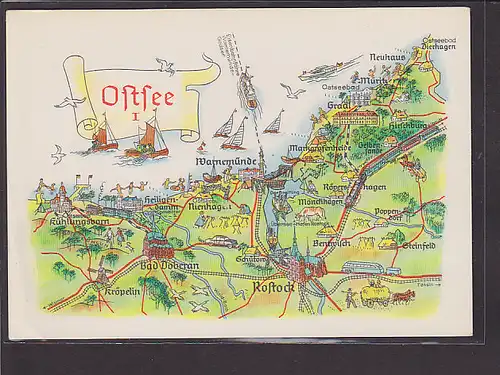 AK Landkarte Ostsee I 1975