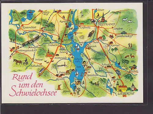 AK Landkarte Rund um den Schwielochsee 1989