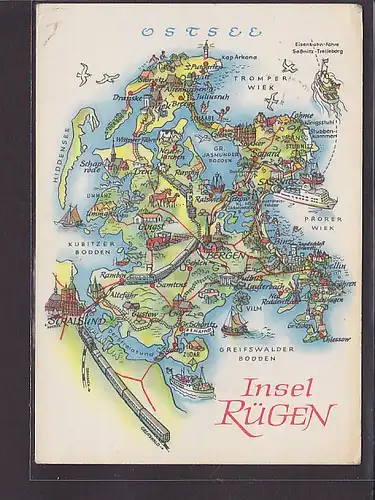 AK Landkarte Insel Rügen 1970