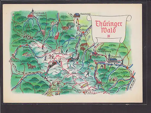 AK Landkarte Thüringer Wald II 1970
