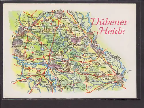AK Landkarte Dübener Heide 1976