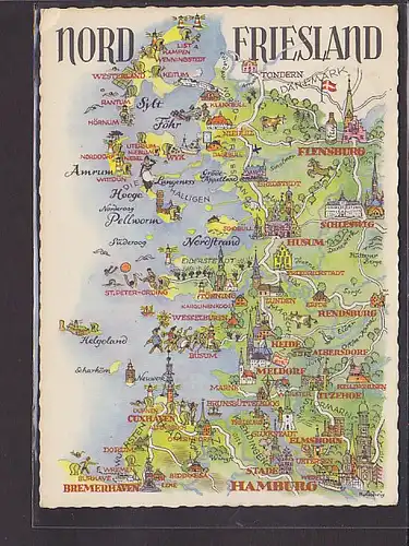 AK Landkarte Nord Friesland 1967