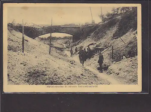 AK Bilder v.d. Westfront Minenwerfer i.e. Bahneinschnitt 1918