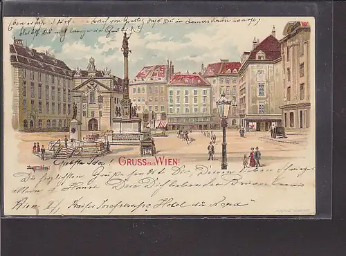 AK Litho Gruss aus Wien Am Hof 1899