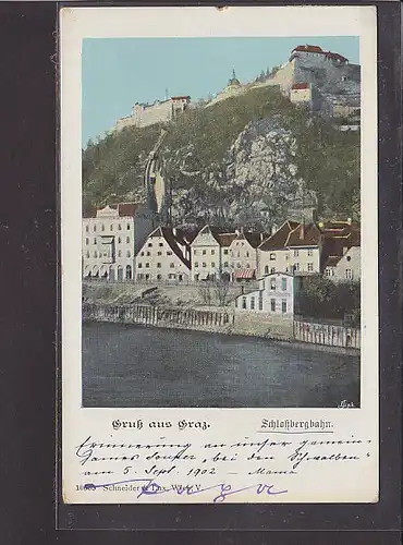 AK Gruß aus Graz Schloßbergbahn 1902