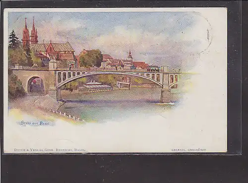 AK Litho Gruss aus Basel 1898