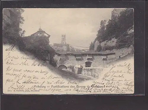 AK Fribourg - Fortifications des Gorges du Gotteron 1907