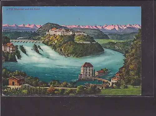 AK Rheinfall und die Alpen 1932
