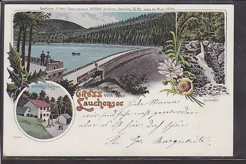 AK Litho Gruss vom Lauchensee 3.Ansichten 1900