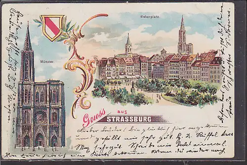AK Litho Gruss aus Strassburg 2.Ansichten 1901