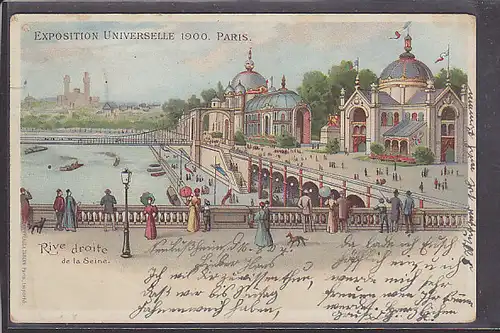 AK Litho Exposition Universelle 1900 Paris Rive droite de la Seine 1904