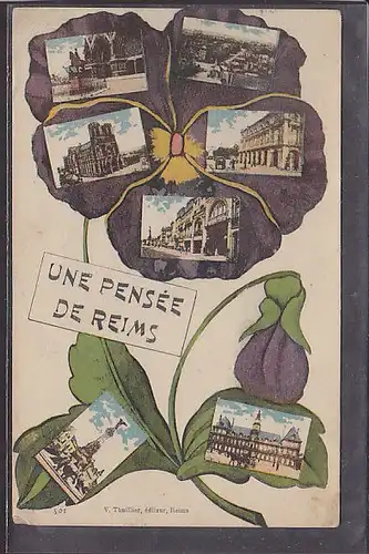 Blumen AK Une Pensee De Reims 7.Ansichten 1926