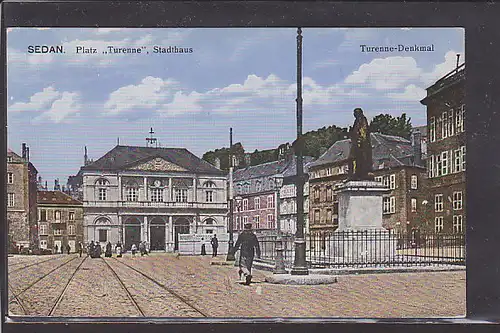 AK Sedan Platz Turenne Stadthaus 1920